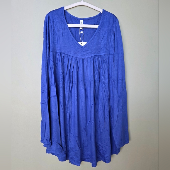 Royal Blue Pleated V-Neck Tunic Top - Size Small - NWT - Picture 5 of 12